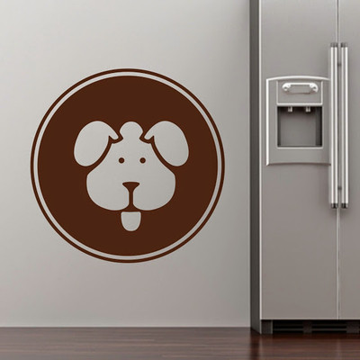 50% OFF on DeStudio Dog Pets Fun Circle Badge Color Brown Size 135 X 60 Cms Wall Sticker
