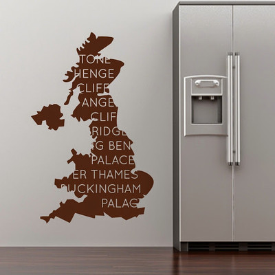 50% OFF on DeStudio Uk United Kingdom Location Places Vinyl Color Brown Size 135 X 60 Cms Wall Sticker