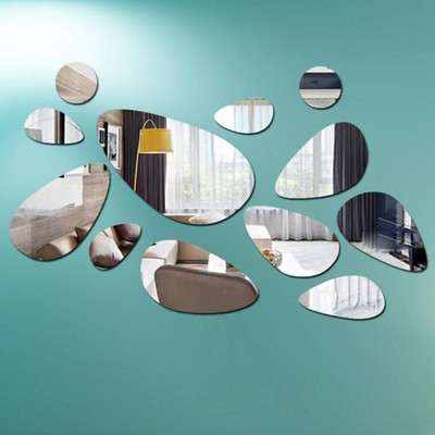 28% OFF on Saifee 3D Home Office Decor Wall Decals Reflective Pebbles Acrylic Sticker