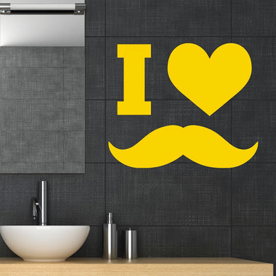 50% OFF on DeStudio I Heart Love Moustache Mens One Color Yellow Size 135 X 60 Cms Wall Sticker