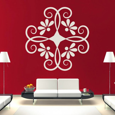 50% OFF on DeStudio Curly Floral Decorative One Size Giant WALL STICKER Sticker