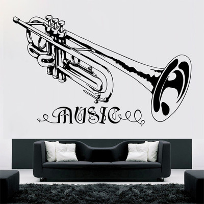 65% OFF on D��cor Kafe Decal Style Trumpet Music Wall Sticker Small Size-18*11 Inch Wall Sticker Sticker Pack of 1
