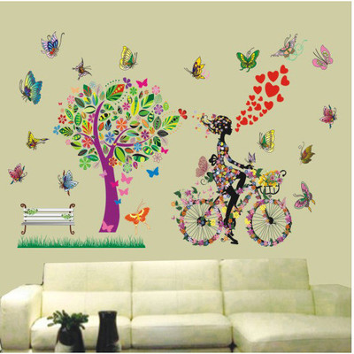 33% OFF on Pindia Tree ,Girl & Butterfly Abstract Wall Sticker