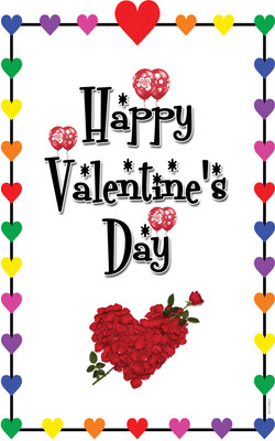 16% OFF on Happy Valentine Day With Colurful Hearts Paper Print