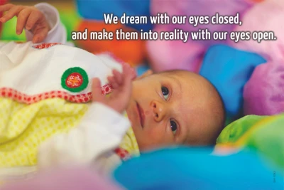 16% OFF on Lovely Baby With Sparkling Eyes Poster With Quote For Dreams Paper Print