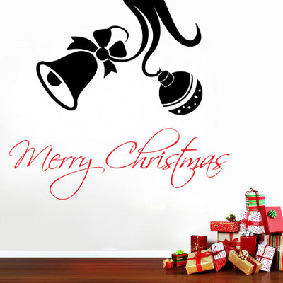 Decor Kafe Christmas Bells Self Adhesive Wall Decal Small Size-14*13 Inch Color - Multicolor Wall Sticker Sticker (Pack Of 1)