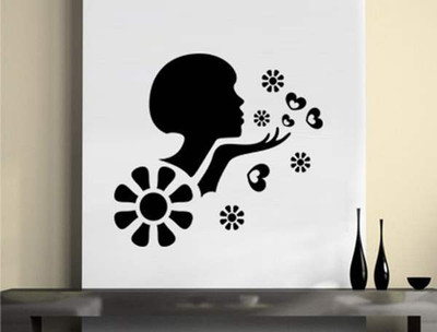 50% OFF on Hoopoe Decor Woman with Flower Wall Sticker Pack of 1