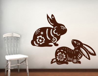 87% OFF on D��cor Kafe Decal Style Rabbits Wall Art Large Size-35*27 Inch Wall Sticker Sticker Pack of 1