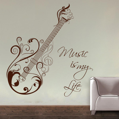 80% OFF on D��cor Kafe Decal Style Music is my Life Wall Art Small Size-21*22 Inch Wall Sticker Sticker Pack of 1