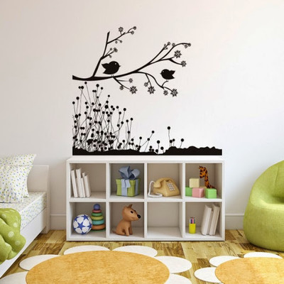 50% OFF on DeStudio Bird On Branch With Grass One Size Giant WALL STICKER Sticker