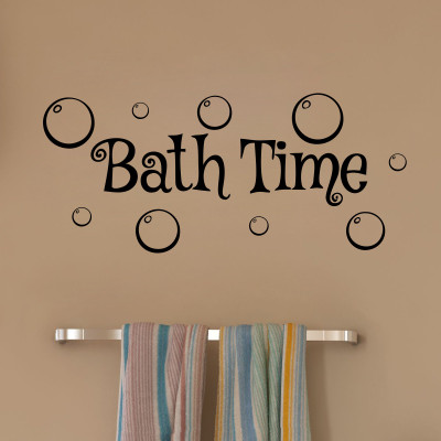 59% OFF on Decor Kafe Bath Time Wall Decal Medium Size-28 x 12 inch Black Vinyl Film Sticker Pack of 1