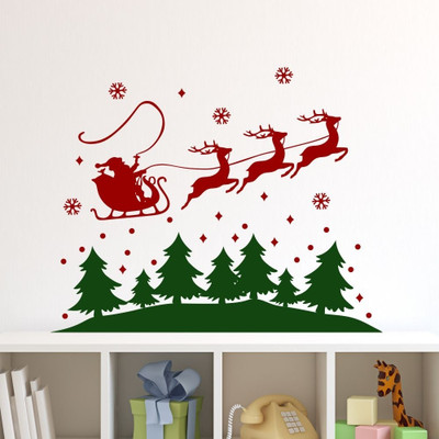 Chipakk Christmas Santa Decal - Red & Dark Green Pigmented Polyvinyl Sticker