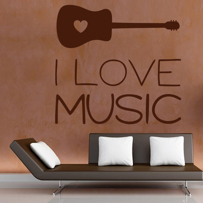 63% OFF on D��cor Kafe Decal Style I Love Music Wall Art Small Size-14*14 Inch Wall Sticker Sticker Pack of 1