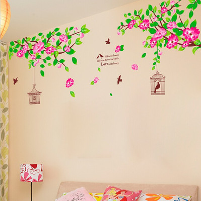 49% OFF on Asmi Collections Summer Tree Cage Flowers Wall Sticker Pack of 1