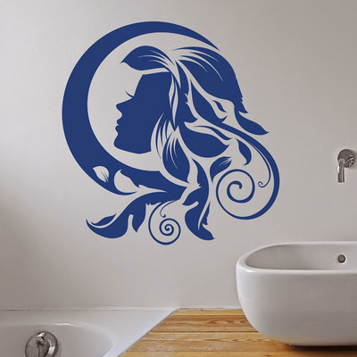 50% OFF on DeStudio Mural Woman Floral Color Blue Size 135 X 60 Cms Wall Sticker