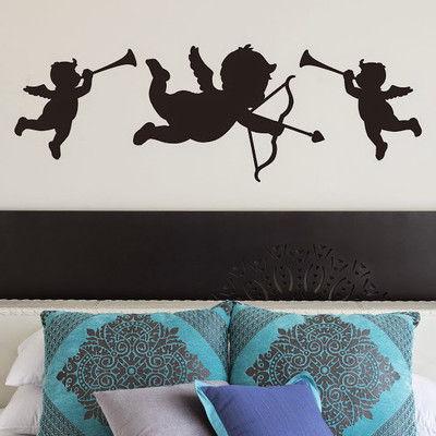 50% OFF on DeStudio Baby Cupid Angels Love Wallart Color Black Size 150 X 60 Cms Wall Sticker