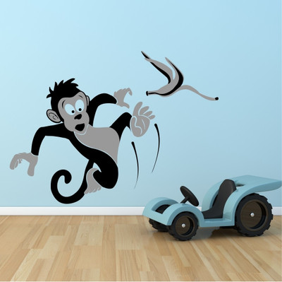 Chipakk Slipping Monkey- Black & Grey Wall Decal Small Pigmented Polyvinyl Films Imported Sticker