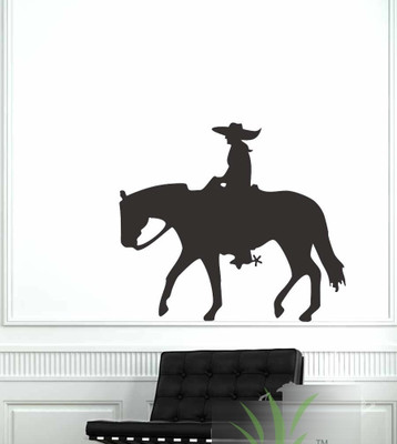 41% OFF on Vitin Enterprises Cowboy with Horse black colour wall decal Self-adhesive Sticker Pack of 1
