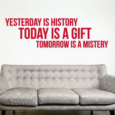 50% OFF on DeStudio Yesterday Is History Motivational Quote Wall Art Color Red Size 135 X 60 Cms Wall Sticker