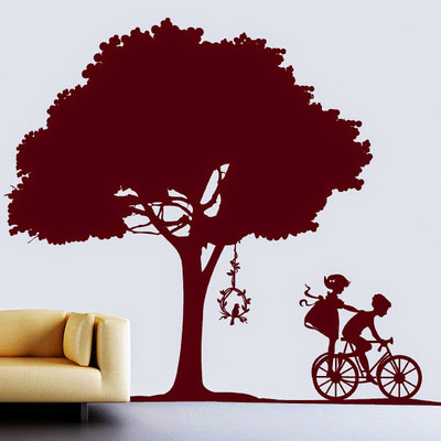 50% OFF on DeStudio DeStudio Kids Playing Under Tree Two Wall Stickers Size MEGA WALL STICKER Sticker