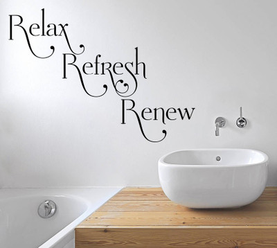 60% OFF on Decor Kafe Relax Refresh Renew Wall Decal Small Size-18 x 13 inch Black Vinyl Film Sticker Pack of 1