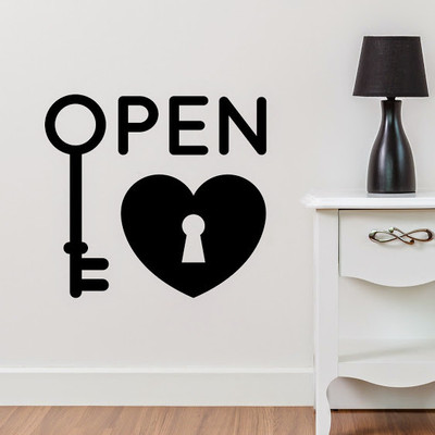 50% OFF on DeStudio Open Key Heart Welcome Love Home Color Black Size 135 X 60 Cms Wall Sticker