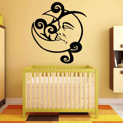 Decor Kafe Decal Style Baby Moon Wall Small Size-21*24 Inch Color - Black Vinyl Film Sticker (Pack Of 1)