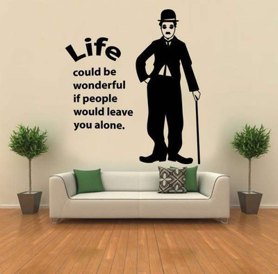 41% OFF on Hoopoe Decor Charlie Chaplin, life would be wonderful Wall Sticker Pack of 1