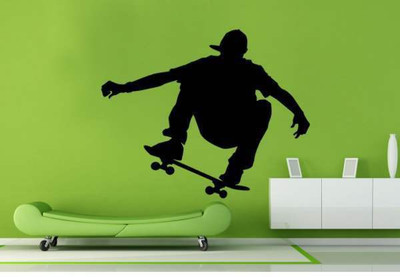 44% OFF on Hoopoe Decor Boy skating on road Wall Sticker Pack of 1