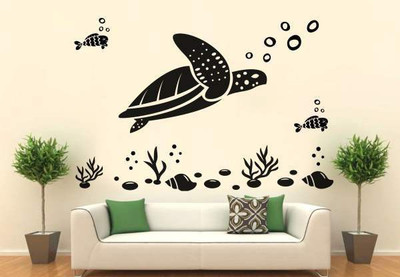 50% OFF on Hoopoe Decor under Water Tortoise Wall Sticker Pack of 1