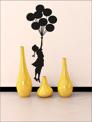 77% OFF on Wall1ders Girl With Baloon PVC Vinyl Sticker Sticker Pack of 1