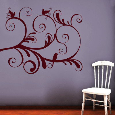 30% OFF on Creative Width Decor Swirl With Birds 2 Vinyl Sticker Sticker Pack of 1