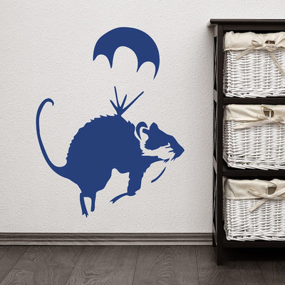 50% OFF on DeStudio Banksy Rat Parachute Graffiti Home Color Blue Size 135 X 60 Cms Wall Sticker
