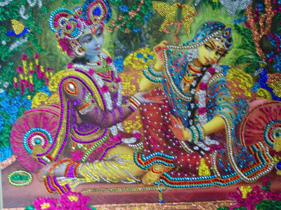 Radhika Arts Frame Of Manate Hue Radha Krishna'S Painting 24X36 Inches Paper Sticker