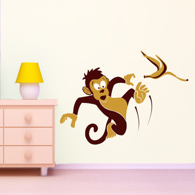 Chipakk Slipping Monkey- Brown Wall Decal Small Pigmented Polyvinyl Films Imported Sticker