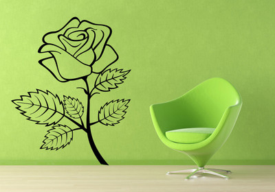 Decor Kafe Rose Flower Ouline Self Adhesive Wall Decal Large Size-27*33 Inch Color - Black Wall Sticker Sticker (Pack Of 1)