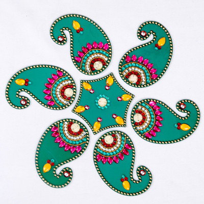 56% OFF on Amba Handicraft Rani Green Kundan Keri Rangoli Acrylic Sheet Sticker