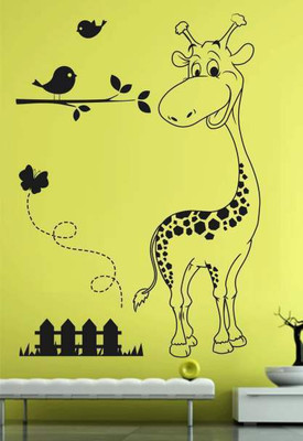 43% OFF on Hoopoe Decor Zebra with birds in a jungle Wall Sticker Pack of 1