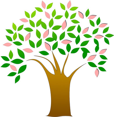 16% OFF on Green Tree Poster With Pink Leaves Paper Print