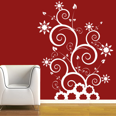 40% OFF on Creative Width Decor Floral Swirls Vinyl Sticker Sticker Pack of 1