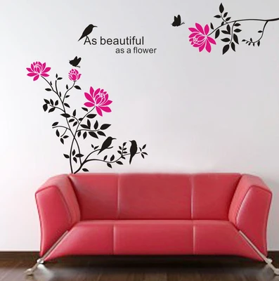 60% OFF on Uberlyfe Pink Rose Vines and Birds Pigmented Polyvinyl Films Imported Sticker Pack of 1