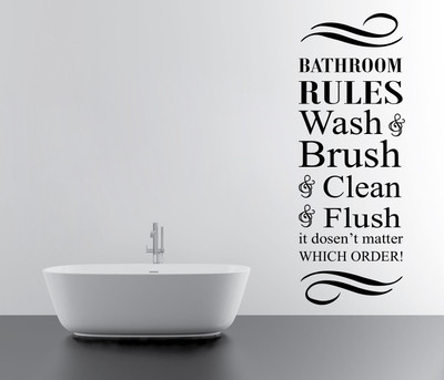 79% OFF on Decor Kafe Bathroom Rules Wall Decal Large Size-14 x 38 inch Black Vinyl Film Sticker Pack of 1