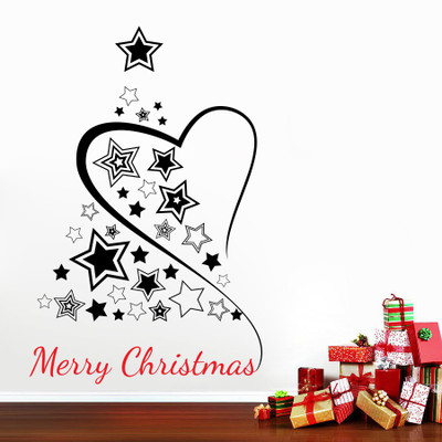 80% OFF on D��cor Kafe Decal Style Heart Christmas Wall Sticker Medium Size- 20*31 Inch Wall Sticker Sticker Pack of 1