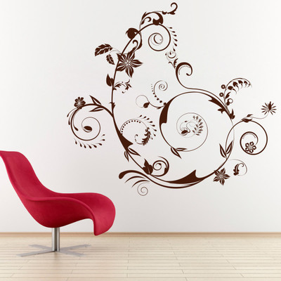 75% OFF on D��cor Kafe Decal Style Creative Floral Wall Art Small Size-16*15 Inch Wall Sticker Sticker Pack of 1