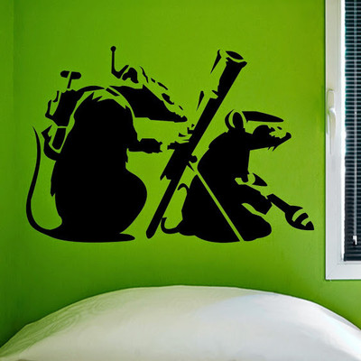 50% OFF on DeStudio Banksy Exterminate Rat Graffiti Wallart Color Black Size 135 X 60 Cms Wall Sticker