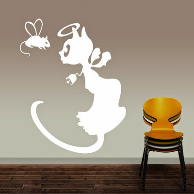 87% OFF on DeStudio Angel Cat New Size Tiny Wall Sticker