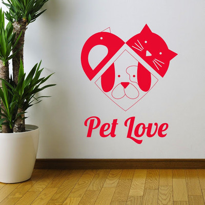 50% OFF on DeStudio Pet Love Home Cat Dog Color Red Size 150 X 60 Cms Wall Sticker