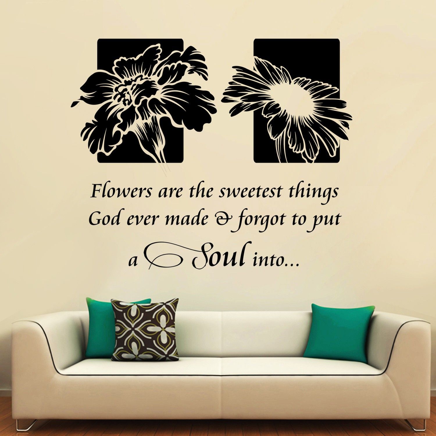 30% OFF on Creative Width Decor Flowers Quote Vinyl Sticker Sticker Pack of 1