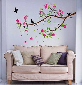 WOW Wall Sticker Rose Flower Tree Wall Stickers PVC Removable Sticker