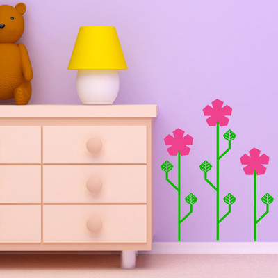 20% OFF on Chipakk Row of flowers - Pink Wall Decal Small Pigmented Polyvinyl Films Imported Sticker